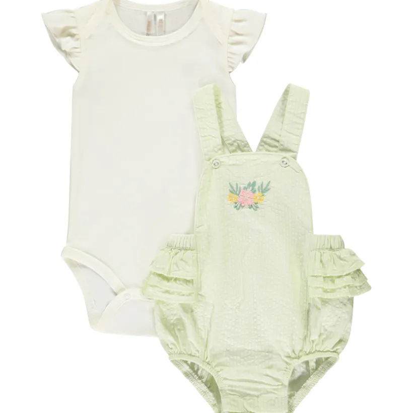 Ensemble 2 pièces avec barboteuse rayée pour bébé fille