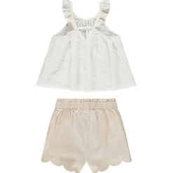 Ensemble 2 pièces avec broderie anglaise pour fille