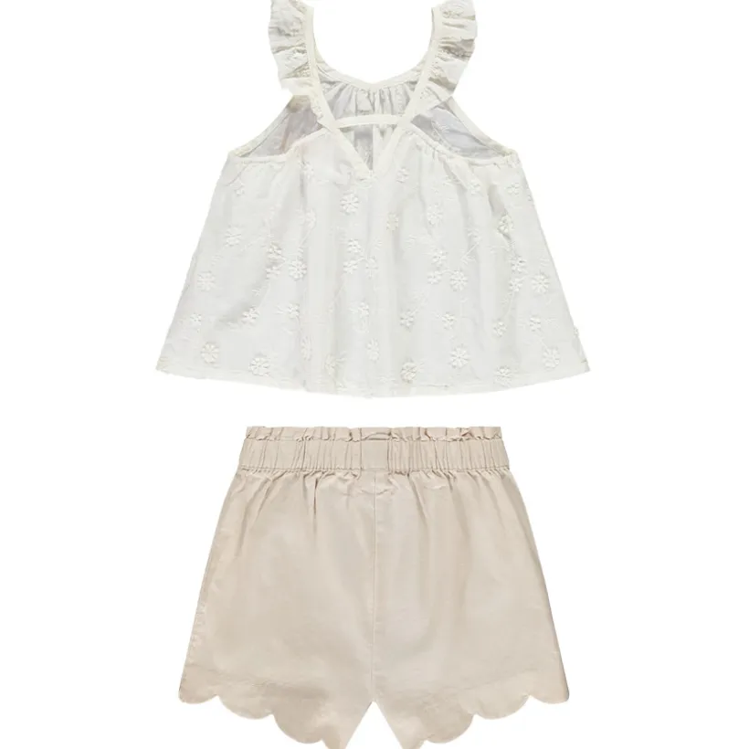 Ensemble 2 pièces avec broderie anglaise pour fille
