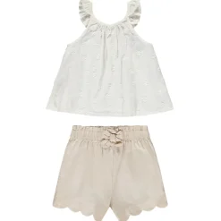 Ensemble 2 pièces avec broderie anglaise pour fille