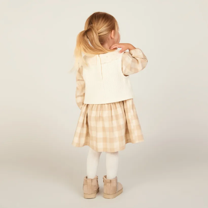 Ensemble 2 pièces avec robe à carreaux pour bébé fille