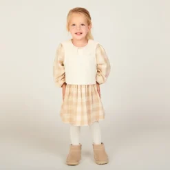 Ensemble 2 pièces avec robe à carreaux pour bébé fille