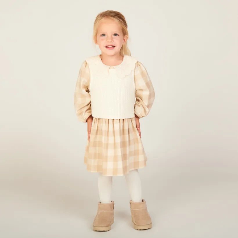 Ensemble 2 pièces avec robe à carreaux pour bébé fille