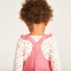 Ensemble 2 pièces avec robe salopette fleuri pour bébé fille