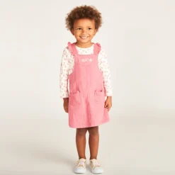 Ensemble 2 pièces avec robe salopette fleuri pour bébé fille