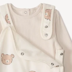 Ensemble 2 pièces avec salopette imprimée oursons pour bébé