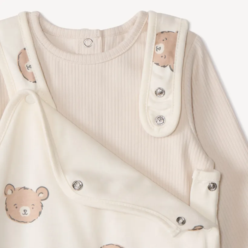 Ensemble 2 pièces avec salopette imprimée oursons pour bébé