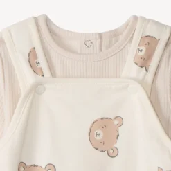 Ensemble 2 pièces avec salopette imprimée oursons pour bébé