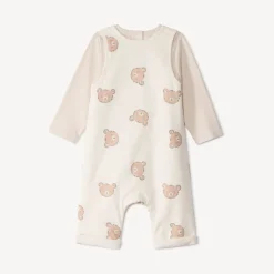 Ensemble 2 pièces avec salopette imprimée oursons pour bébé