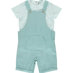 Ensemble 2 pièces avec salopette et t-shirt rayé pour bébé garçon