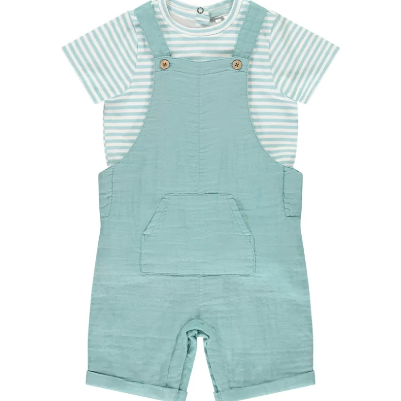 Ensemble 2 pièces avec salopette et t-shirt rayé pour bébé garçon