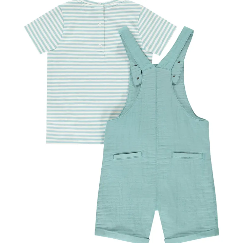 Ensemble 2 pièces avec salopette et t-shirt rayé pour bébé garçon