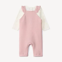 Ensemble 2 pièces avec salopette pointelle pour bébé fille