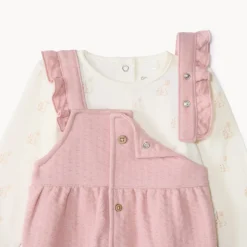 Ensemble 2 pièces avec salopette pointelle pour bébé fille