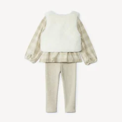 Ensemble 3 pièces avec tunique à carreaux pour bébé fille