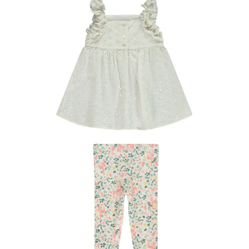 Ensemble 2 pièces avec tunique en broderie anglaise pour bébé fille