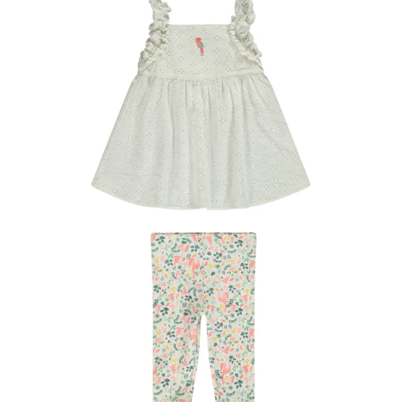 Ensemble 2 pièces avec tunique en broderie anglaise pour bébé fille