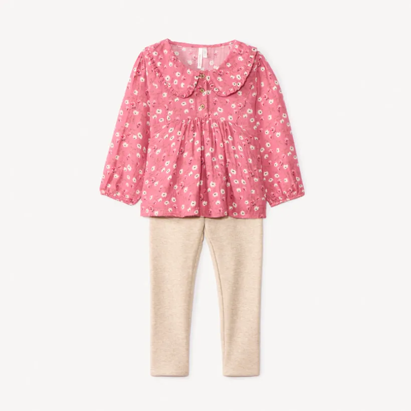 Ensemble 2 pièces avec tunique fleurie pour bébé fille