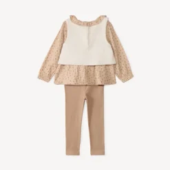 Ensemble 3 pièces avec tunique à pois pour bébé fille