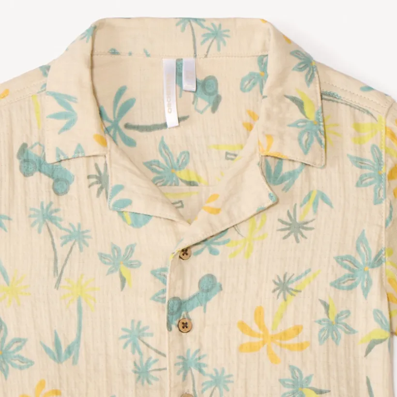Ensemble 2 pièces chemise manches courtes + bermuda à motifs tropicaux pour bébé garçon
