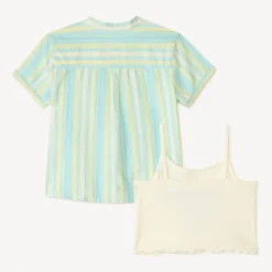 Ensemble 2 pièces chemise manches courtes + crop top fantaisie pour fille