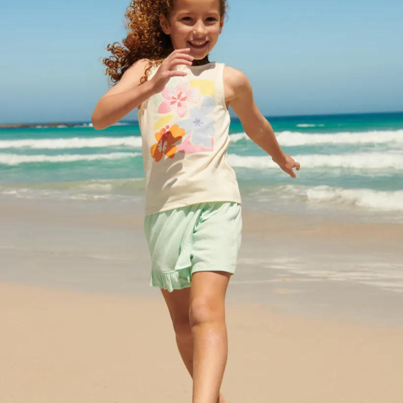 Ensemble 2 pièces débardeur + jupe-short print fleuri pour fille