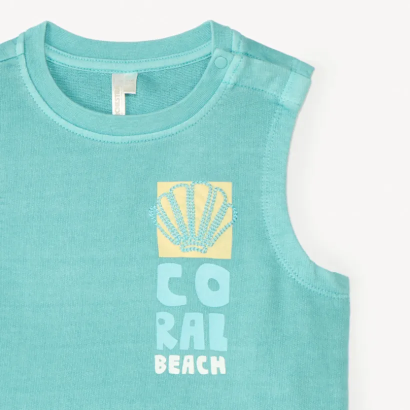 Ensemble 2 pièces débardeur + short broderie coquillage pour bébé garçon
