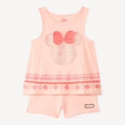 Ensemble 2 pièces débardeur + short en tricot à rayures pour fille