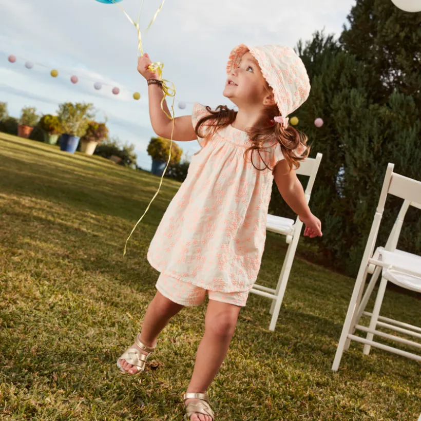 Ensemble 2 pièces débardeur + short en broderie anglaise pour bébé fille