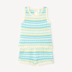 Ensemble 2 pièces débardeur + short en maille tricotée fantaisie pour bébé fille