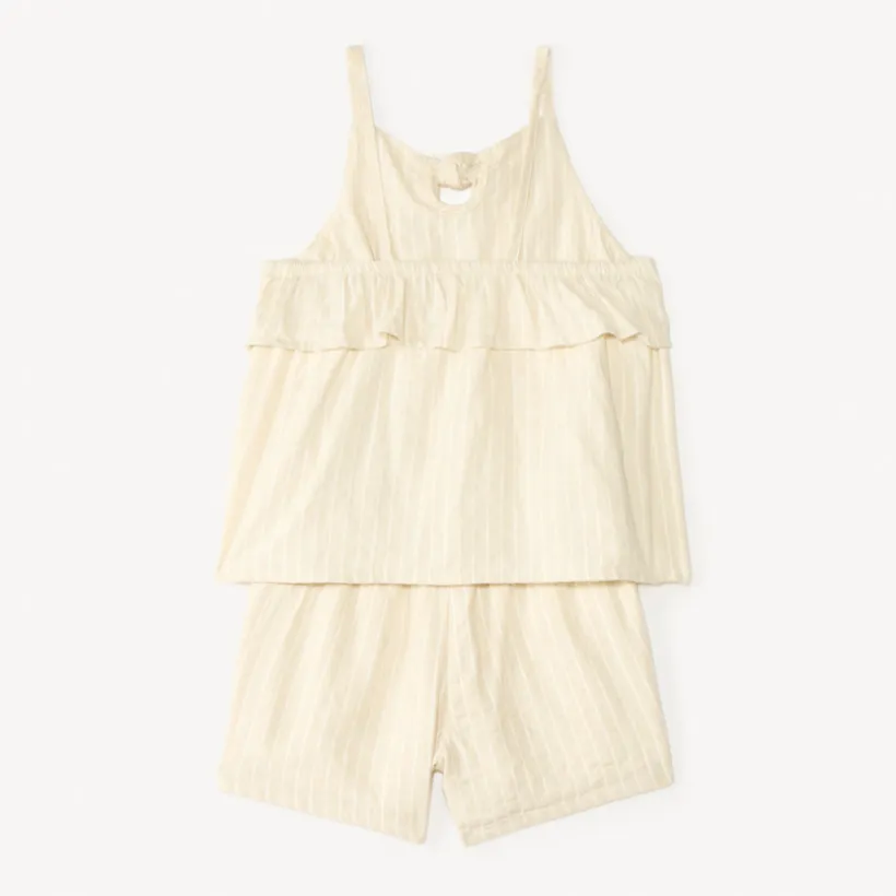 Ensemble 2 pièces en toile tunique + short à rayures pour fille
