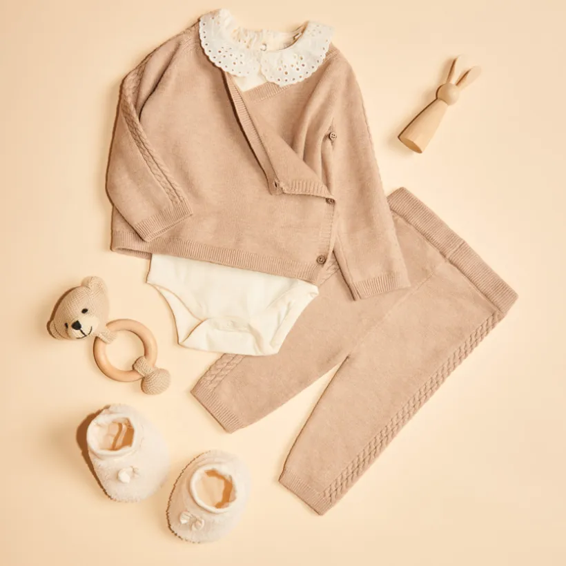 Ensemble 3 pièces en tricot pour bébé fille