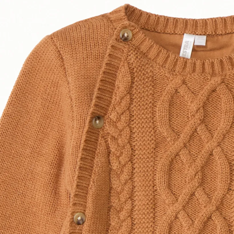 Ensemble 2 pièces en tricot torsadé uni pour bébé