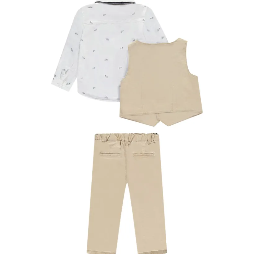 Ensemble 3 pièces imprimé voitures + nœud pour bébé garçon