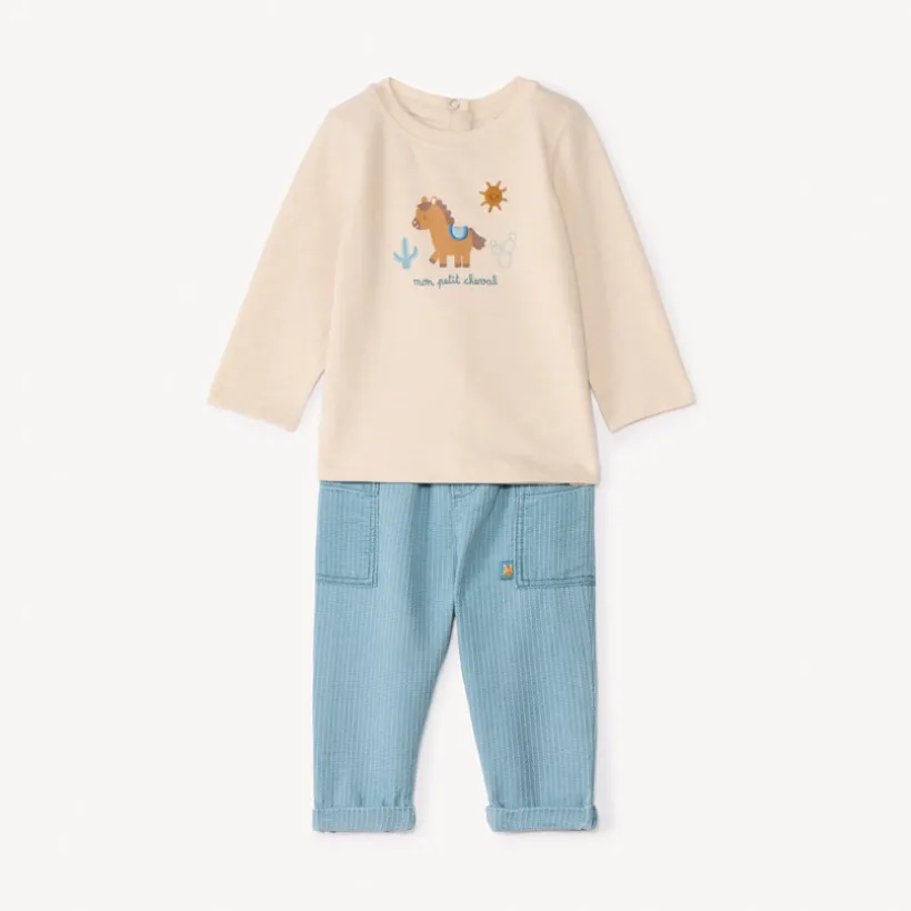 Ensemble 2 pièces motif cheval pour bébé garçon