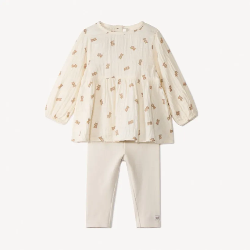 Ensemble 2 pièces motif oursons pour bébé fille
