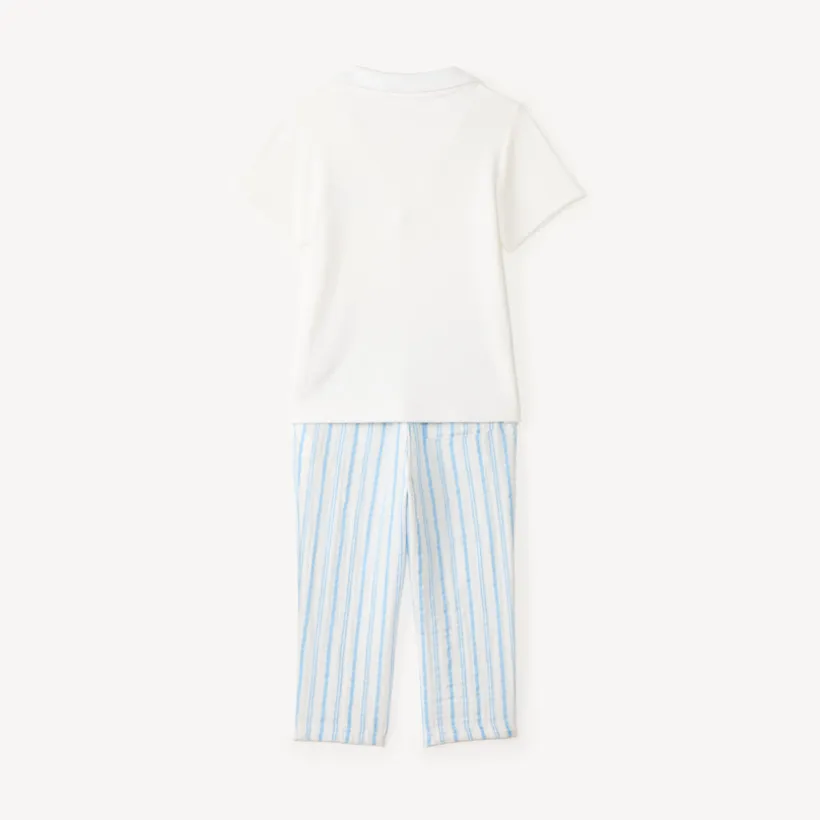 Ensemble 2 pièces polo et pantalon à rayures pour bébé garçon