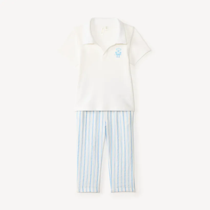 Ensemble 2 pièces polo et pantalon à rayures pour bébé garçon