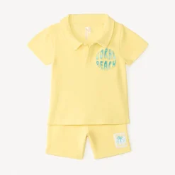 Ensemble 2 pièces polo + short avec print 3D fantaisie pour bébé garçon