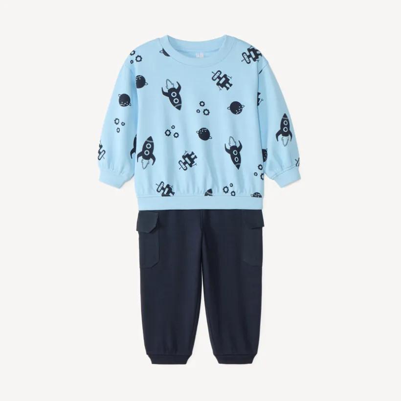 Ensemble 2 pièces pull + jogging imprimé robot pour bébé garçon