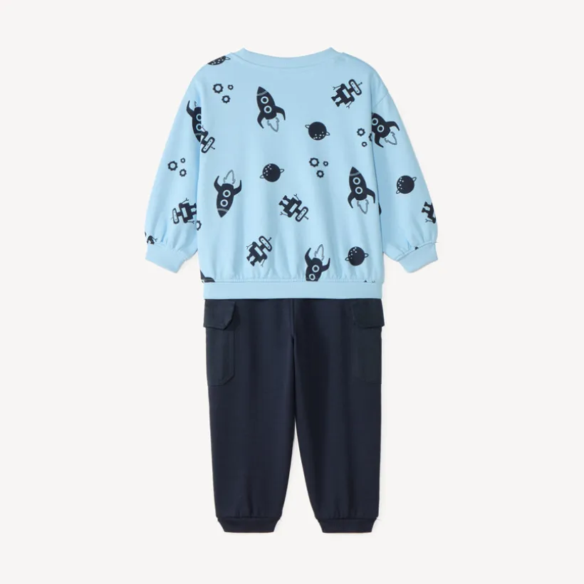Ensemble 2 pièces pull + jogging imprimé robot pour bébé garçon