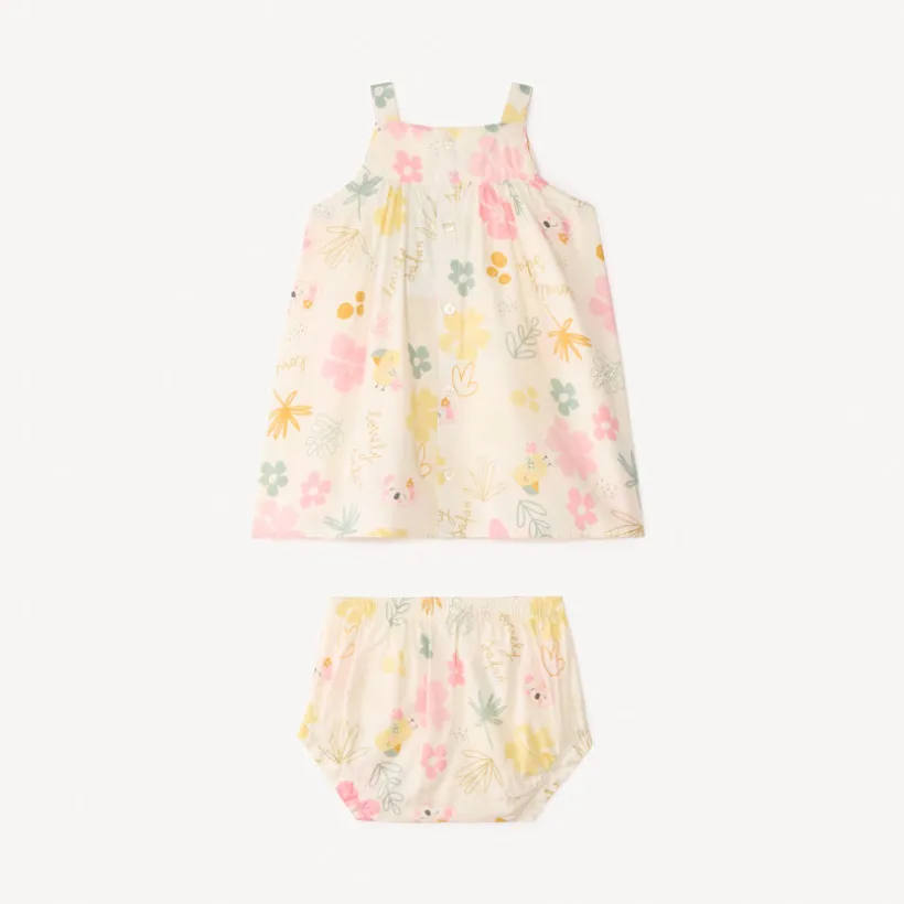 Ensemble 2 pièces robe + bloomer imprimé koala fantaisie pour bébé fille