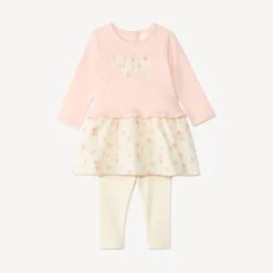 Ensemble 2 pièces robe effet 2 en 1 + caleçon pour bébé fille