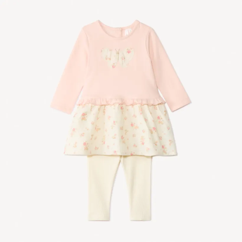 Ensemble 2 pièces robe effet 2 en 1 + caleçon pour bébé fille