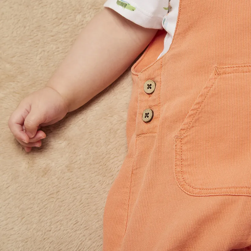 Ensemble 2 pièces salopette courte + t-shirt imprimé pour bébé garçon
