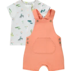 Ensemble 2 pièces salopette courte + t-shirt imprimé pour bébé garçon