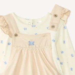 Ensemble 2 pièces salopette et t-shirt manches longues imprimé papillons pour bébé fille