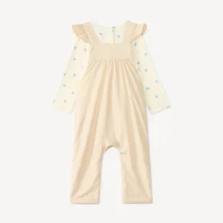 Ensemble 2 pièces salopette et t-shirt manches longues imprimé papillons pour bébé fille