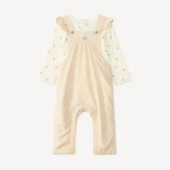 Ensemble 2 pièces salopette et t-shirt manches longues imprimé papillons pour bébé fille