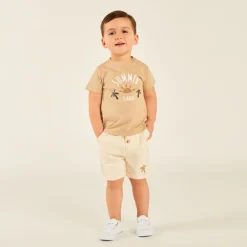 Ensemble 2 pièces t-shirt + bermuda motifs soleil et palmier pour bébé garçon